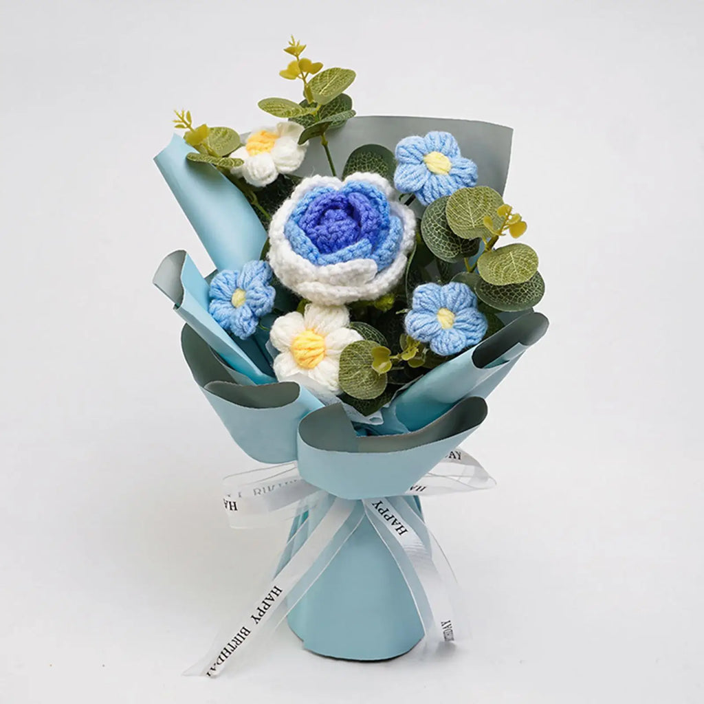 Handmade Crochet Flower Bouquet – Knitted Floral Decor for Gift Giving