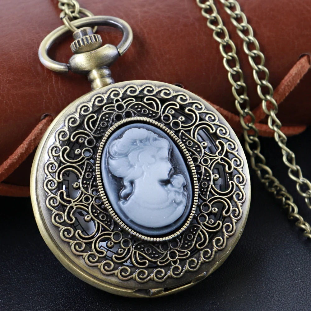 Emerald Diamond Pocket Watch Necklace – Luxury Gold Pendant for Gift