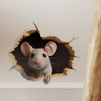 3D Mouse Hole Wall Sticker – Cute Animal Reading Decal for Home Decoration