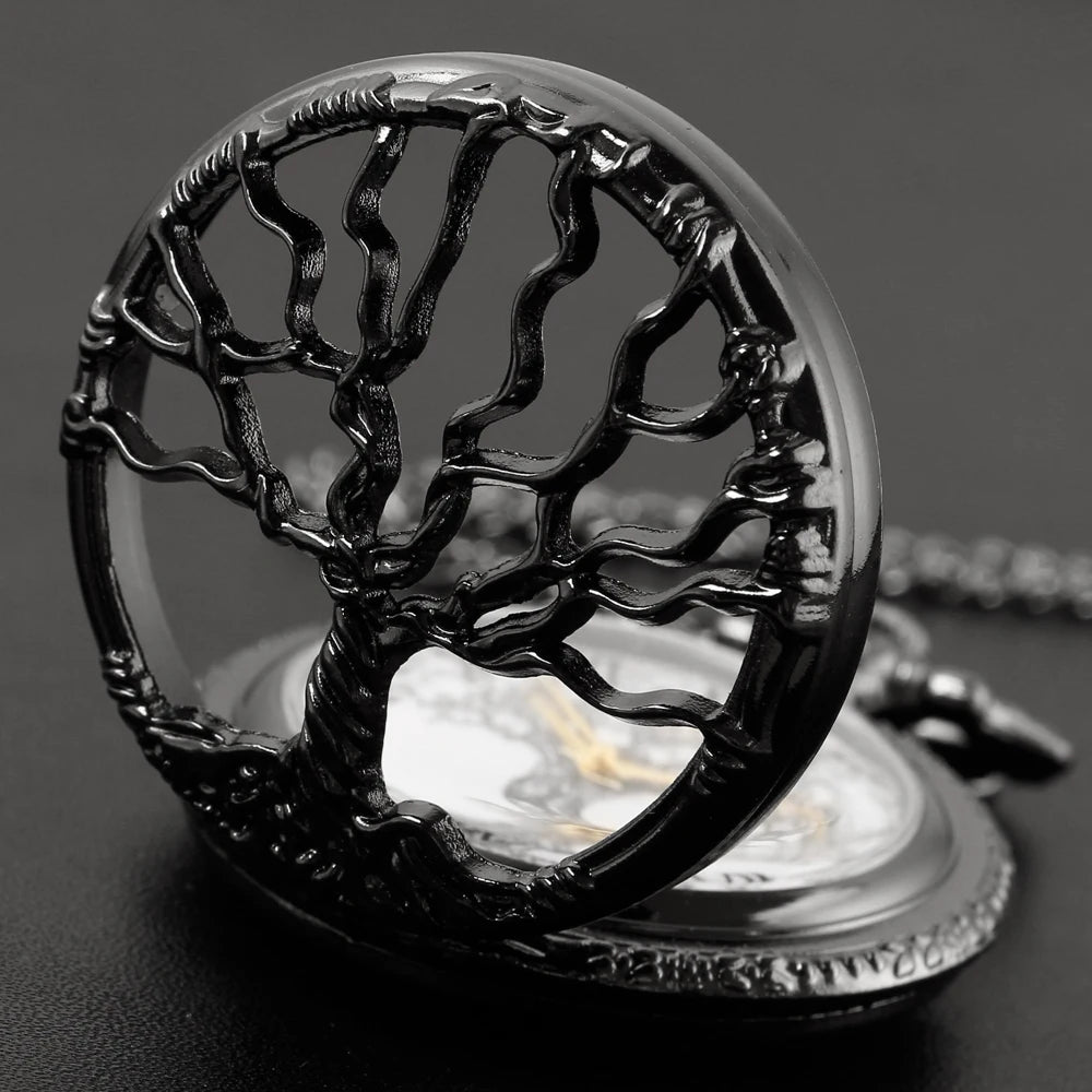 Vintage Tree of Life Pocket Watch – Antique Necklace Pendant for Cosplay