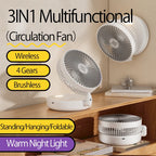 Rechargeable 3-in-1 Portable Fan – Multifunctional Cooling for Home and Travel