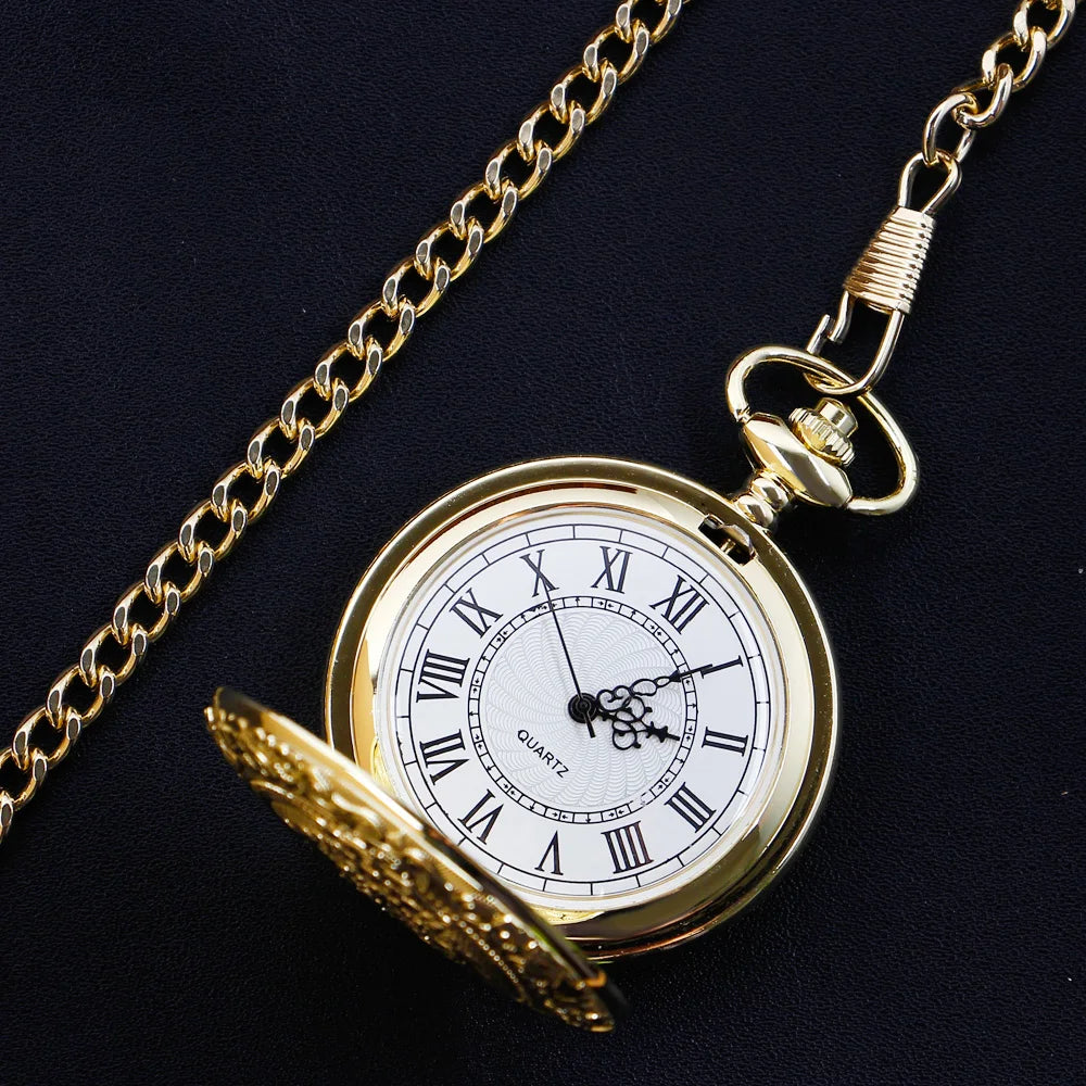 Vintage Gold Quartz Pocket Watch – Minimalist Necklace for Unique Gifts