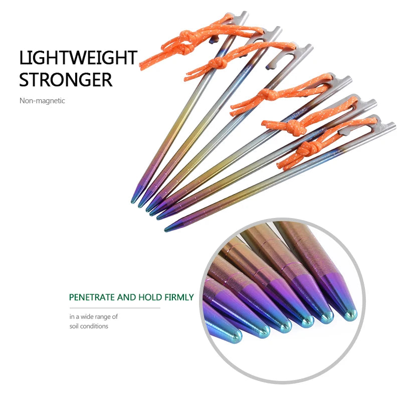 Titanium Camping Tent Stakes – Heavy Duty Metal Pegs for Outdoor Hiking