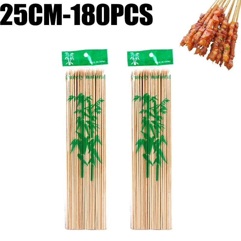Natural Bamboo Skewers – Disposable Sticks for Grilling and BBQ Appetizers