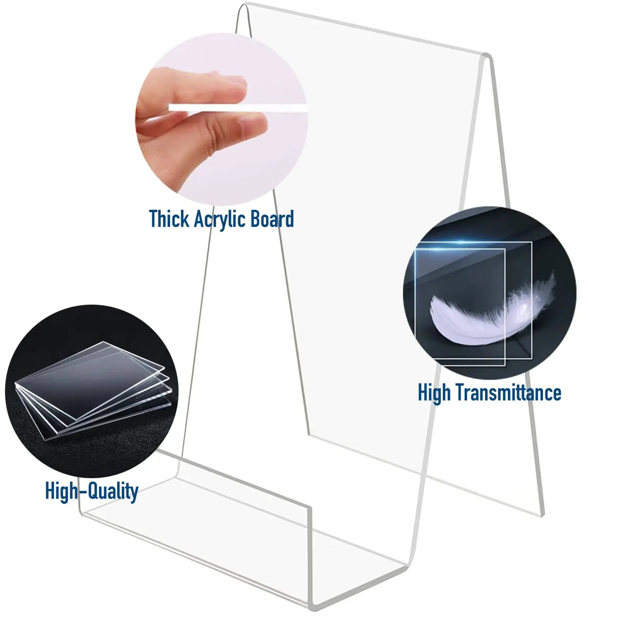 Transparent Acrylic Book Display Stand – Vertical Desktop Bookshelf Organizer