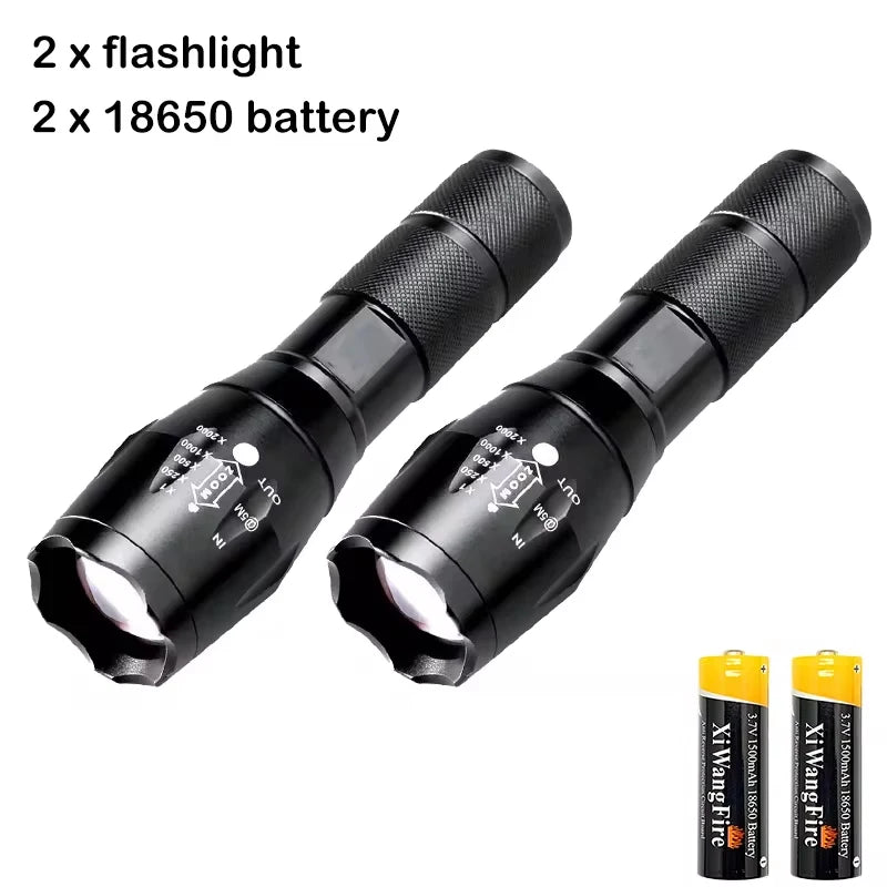 T6 LED Zoomable Flashlight – Waterproof Aluminum Torch for Camping