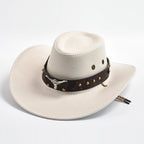 Faux Suede Western Cowboy Hat – Wide Brim Fedora for Party Cosplay