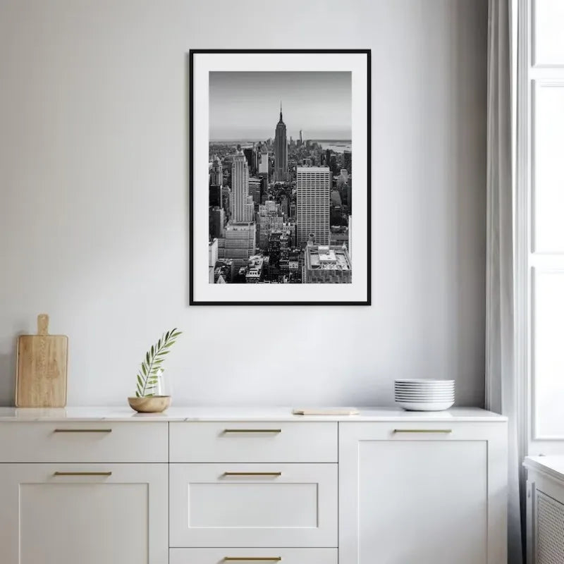 NYC Map Canvas Wall Art – Black and White Cityscape Print for Home Decor