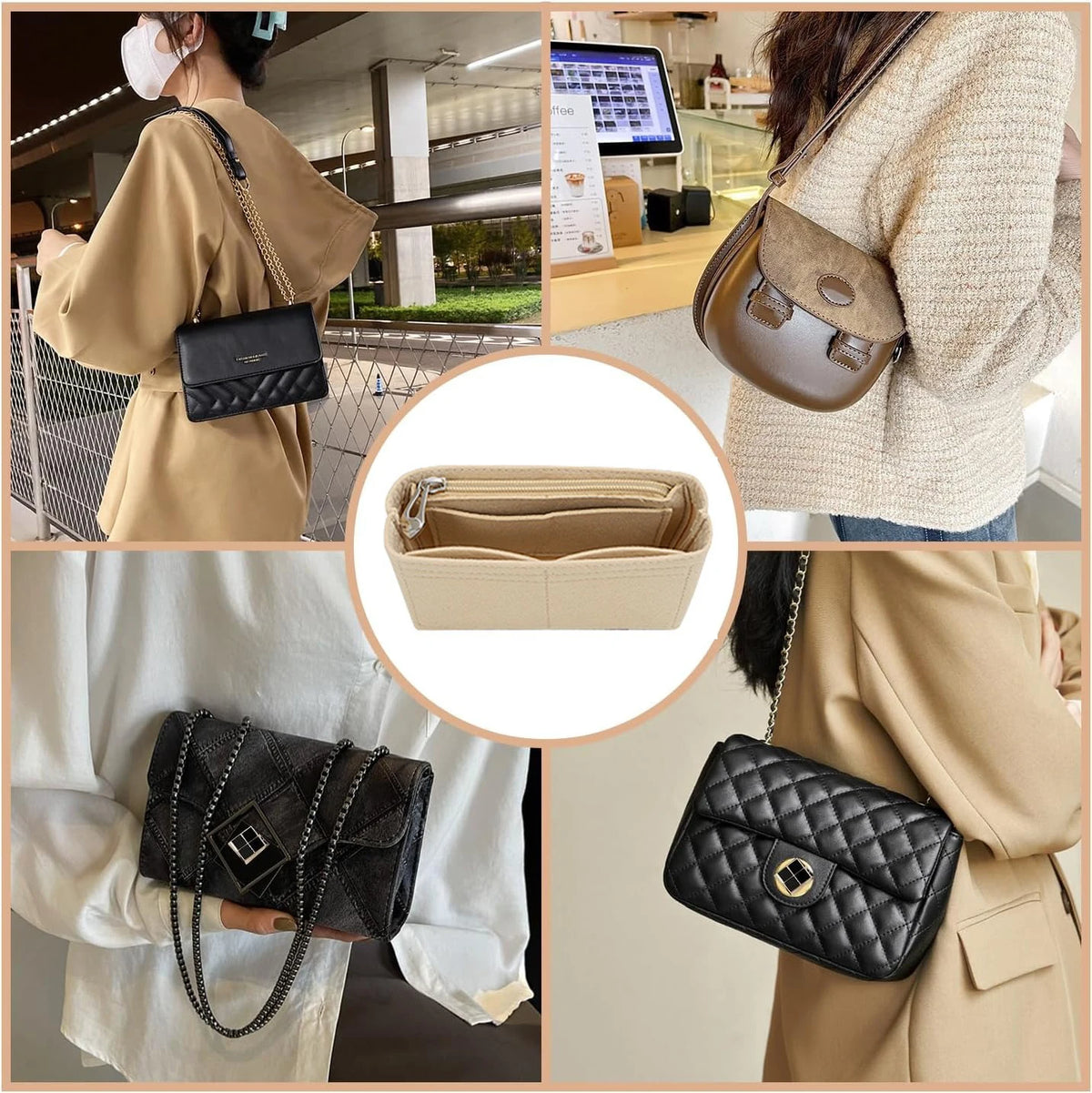 Felt Handbag Organizer – Liner Insert for Longchamp Small Tote Bags