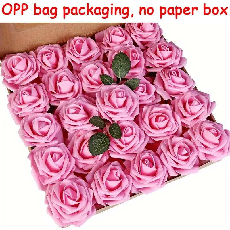 Milk White Artificial Rose Stems – Silk Flowers for Wedding DIY Decoration