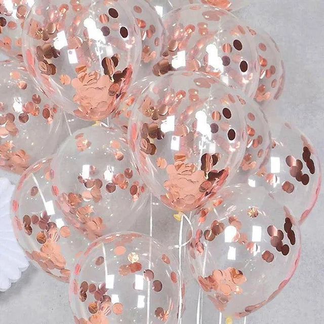 Gold Glitter Confetti Latex Balloons – 12 Inch Decor for Wedding Birthday Party