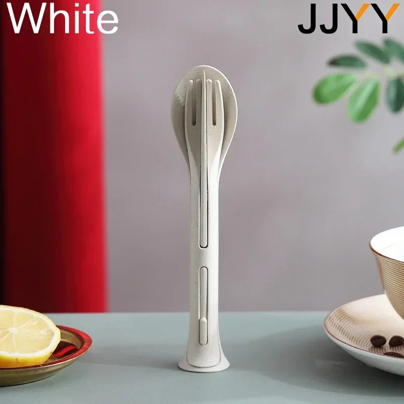 Portable Wheat Straw Cutlery Set – Eco-Friendly Tableware for Camping Travel
