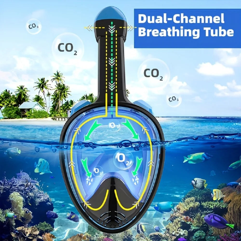 Full Face Snorkel Mask – Anti-Fog Panoramic View for Diving and Swimming