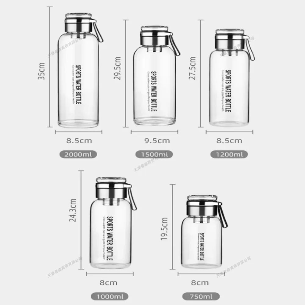 Large Capacity Glass Water Bottle – Transparent Milk Juice Cup for Outdoor Sports