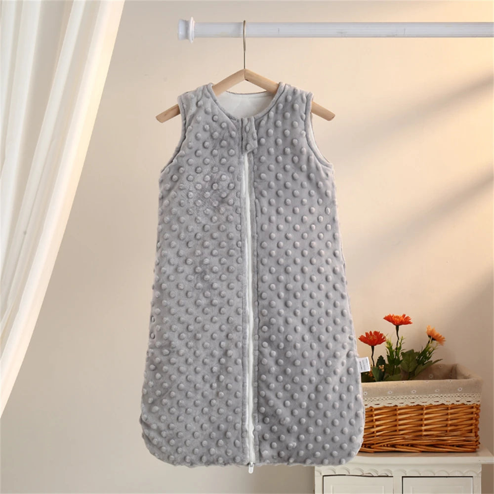 Velvet Baby Sleeping Bag – Sleeveless Anti-kick Quilt for Autumn Winter