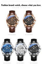OLEVS Quartz Men's Watch – Luxury Waterproof Leather Wristwatch for Business