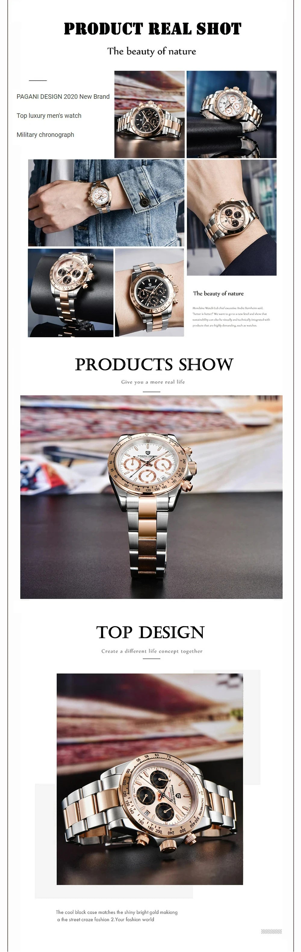 Pagani Design Gold Chronograph – Luxury Quartz Wrist Watch for Men