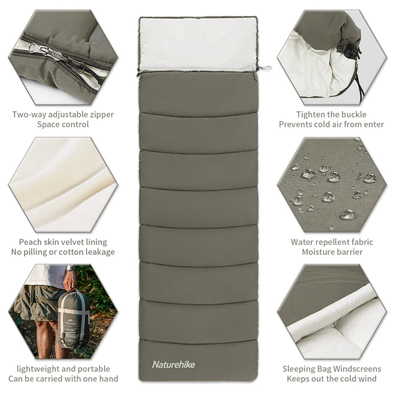 Ultralight Cotton Sleeping Bag – Splicable Double Design for Camping