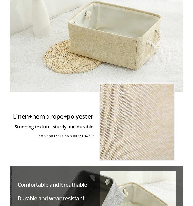 Folding Linen Storage Basket – Fabric Organizer for Wardrobe and Laundry
