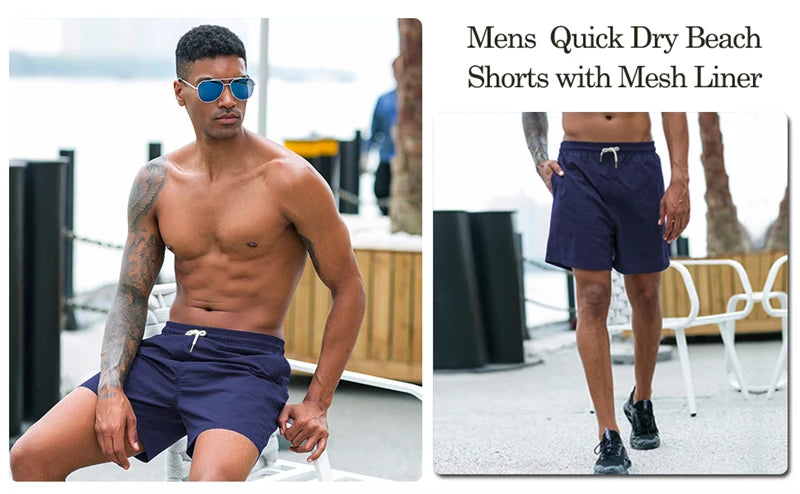 Mens Quick Dry Swim Trunks – Lightweight Beach Shorts for Summer Swimming