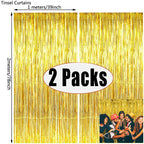 Metallic Foil Tinsel Fringe Curtains – Silver Backdrop for Party Decoration