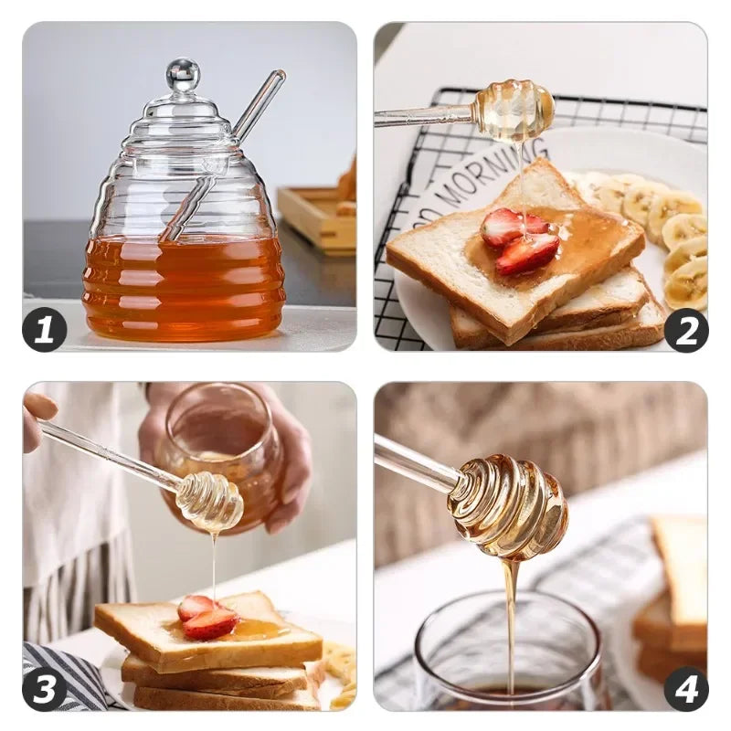 Glass Honey Dipper Stick – Drizzle Spoon for Kitchen Cooking and Tea Stirring