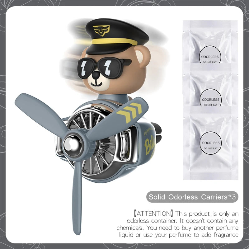 Pilot Bear Car Air Freshener – Cartoon Vent Clip for Interior Decoration