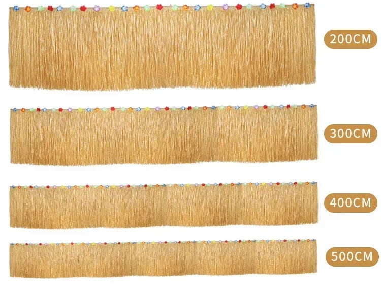 Tropical Hawaiian Table Skirt – Reusable Grass Fringe for Luau Party Decor