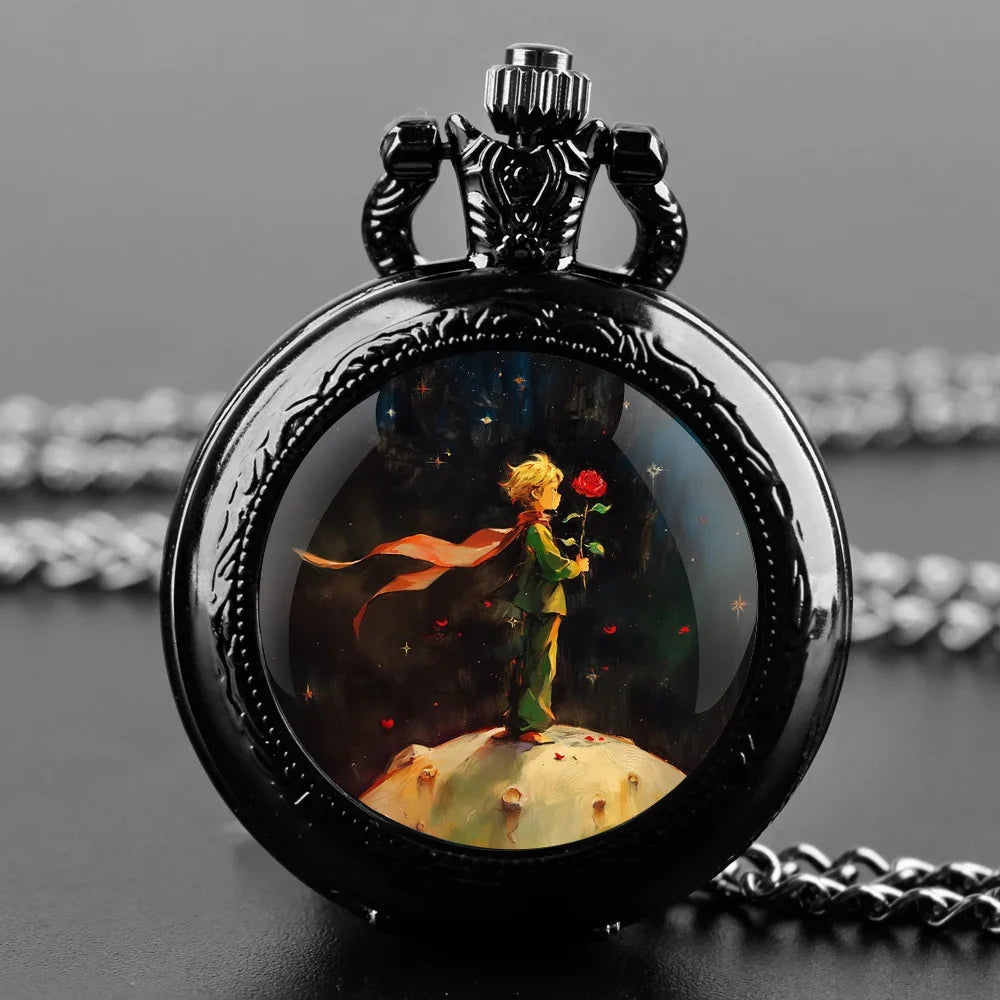 Prince and Rose Pocket Watch – Vintage Pendant Clock for Kids Men and Women