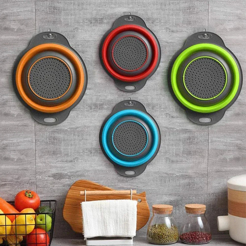 Collapsible Silicone Colander – Foldable Strainer for Kitchen Food Washing