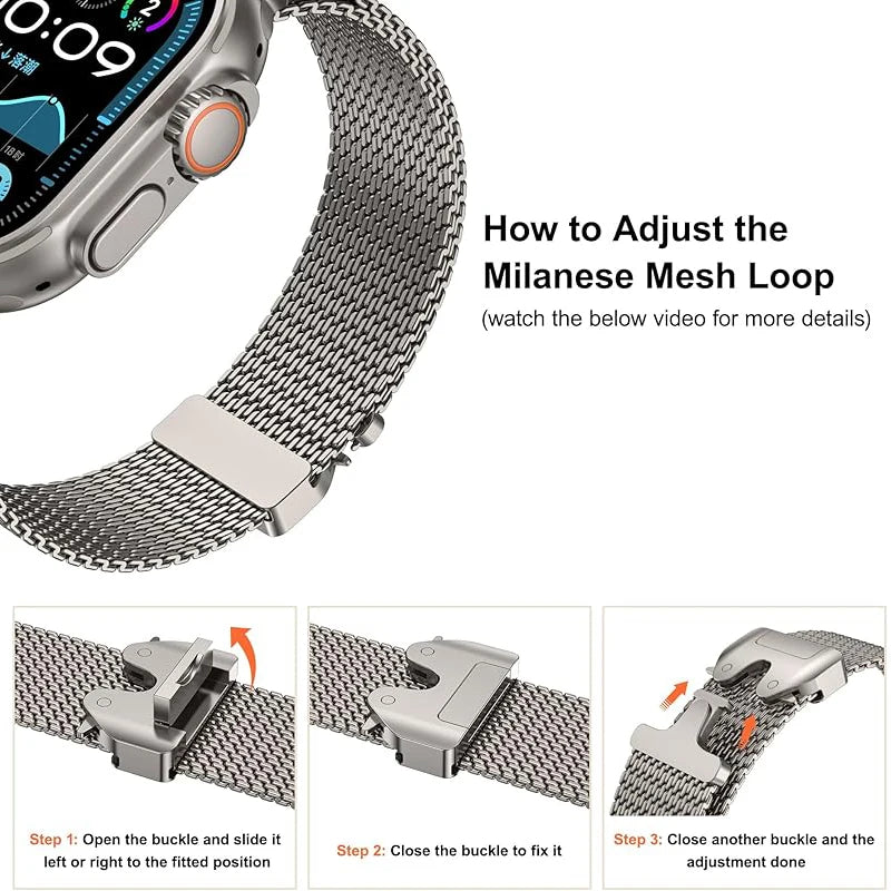 Stainless Steel Milanese Loop – Metal Band for Apple Watch Series 1-10 Ultra