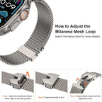 Stainless Steel Milanese Loop – Metal Band for Apple Watch Series 1-10 Ultra