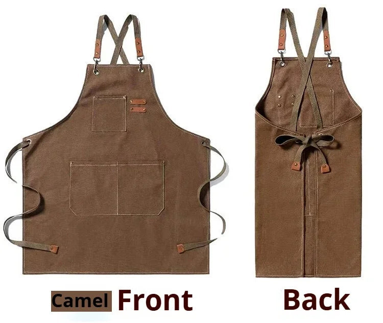Canvas Chef Apron – Professional Kitchen Bib for BBQ and Salon Use