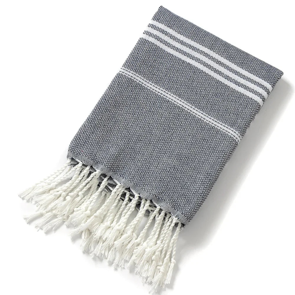 Cotton Turkish Beach Towel – Soft Absorbent Tassel Towel for Travel and Spa