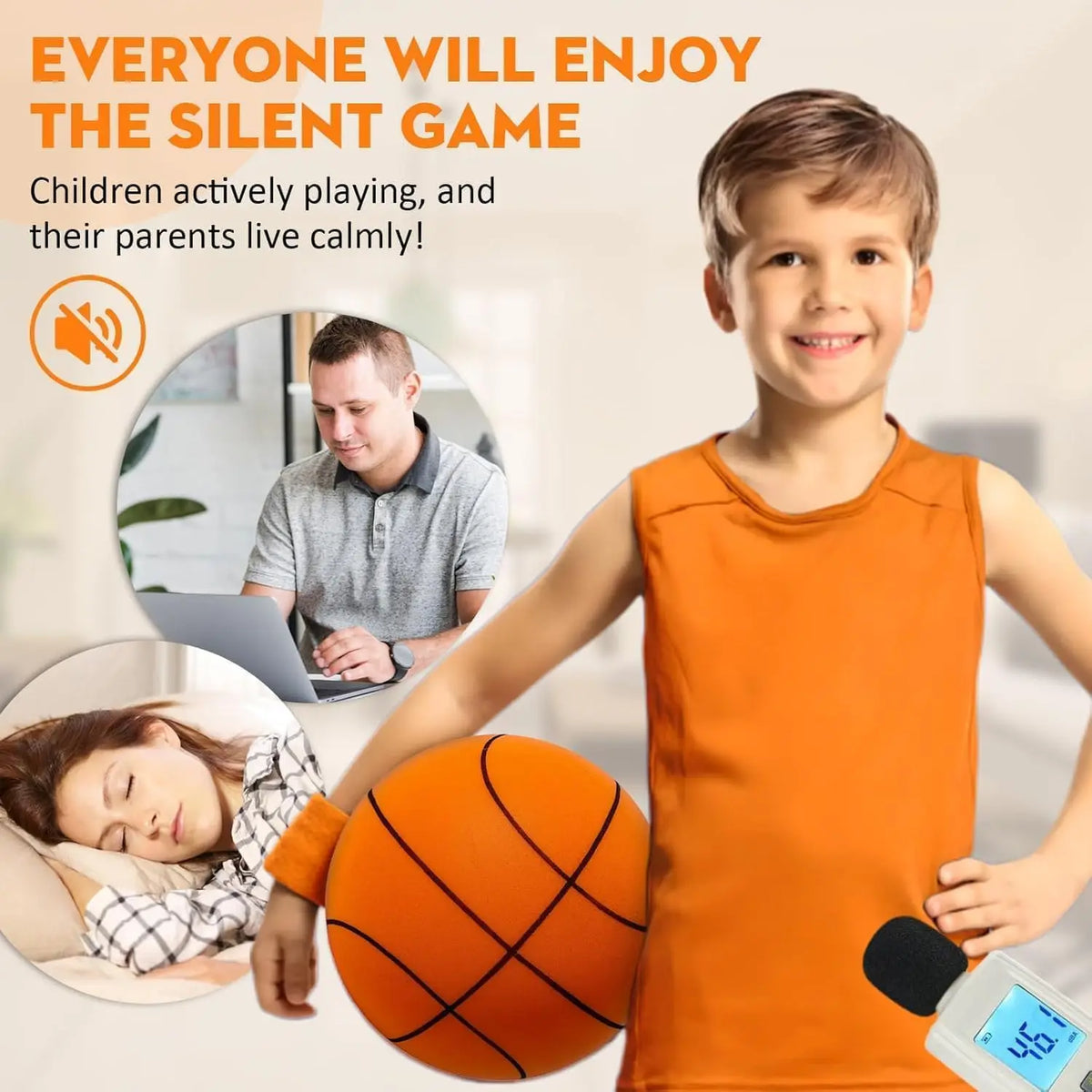 Silent Foam Basketball – Mute Indoor Training Ball for Kids Birthday Gift