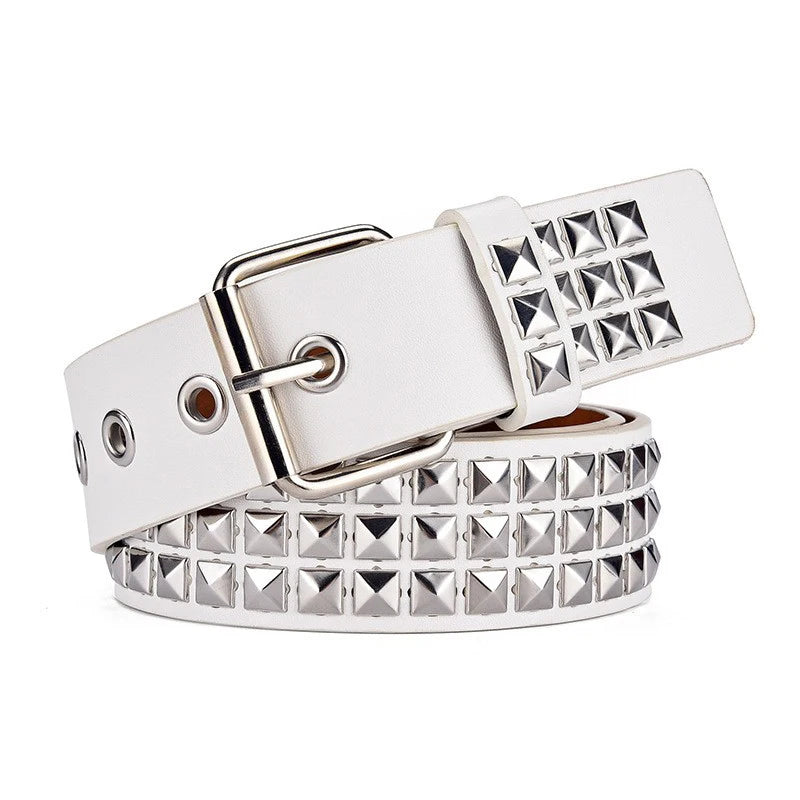 Punk Pyramid Rivet Belt – Metal Studded Hardware for Unisex Y2K Fashion