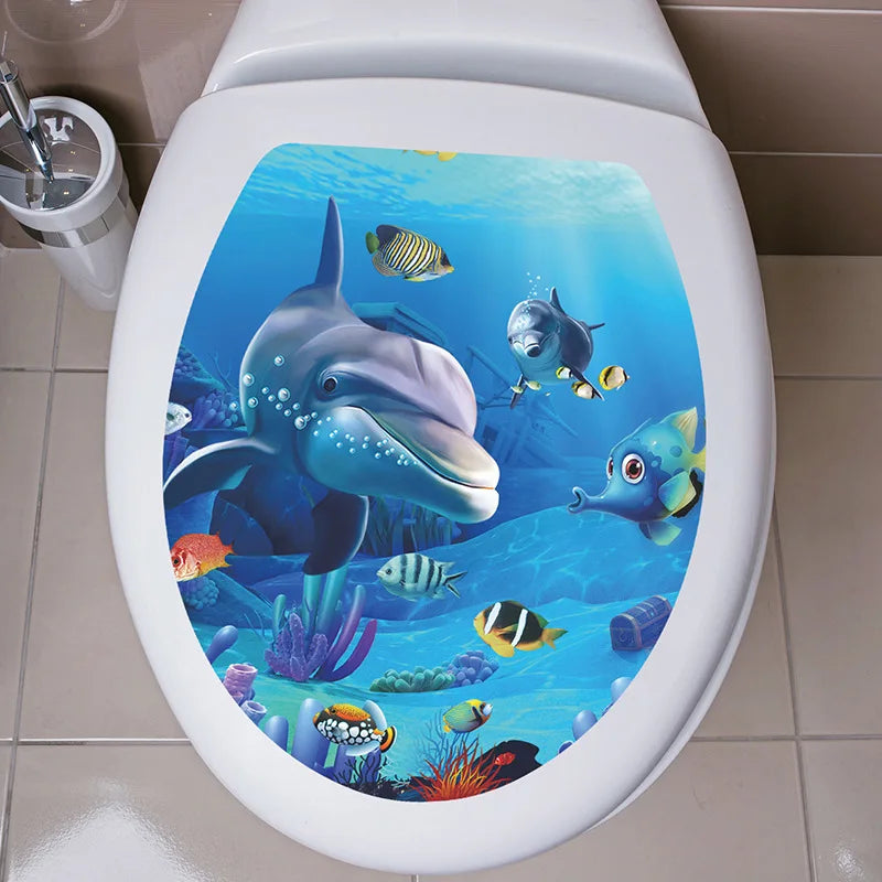 Decorative Toilet Seat Decal – Underwater Sea Shell Art for Bathroom Decor