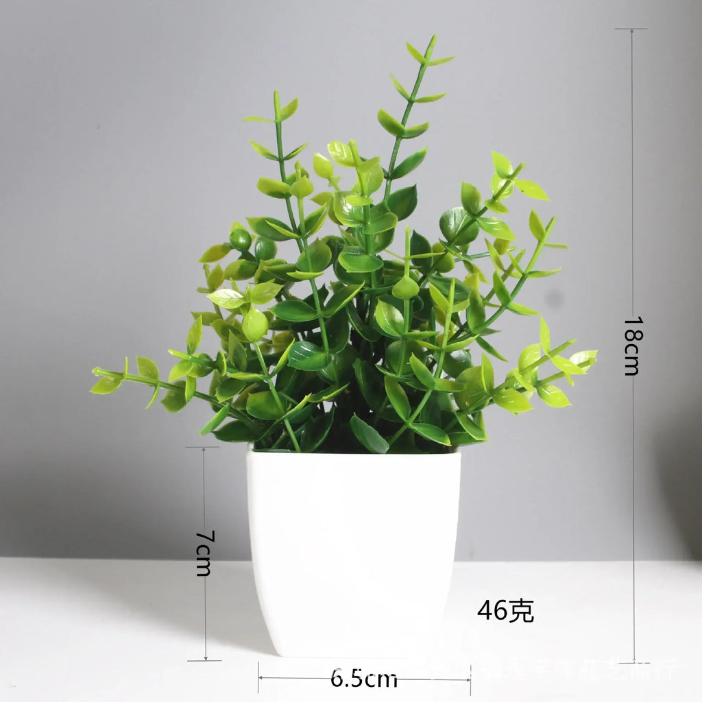 Artificial Potted Bonsai Tree – Realistic Green Plant for Home Office Decor