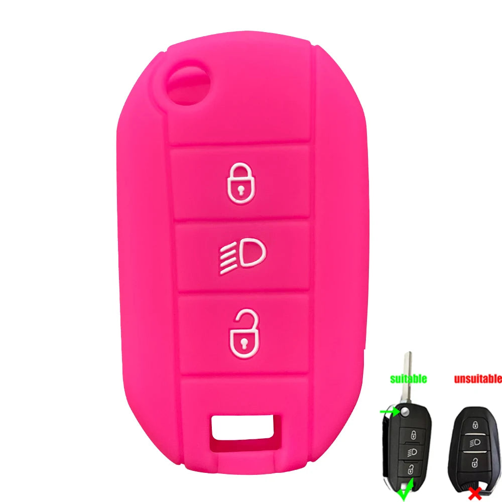 Silicone Flip Key Fob Cover – Protective Remote Case for Peugeot and Citroen