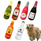 Plush Beer Bottle Dog Toy – Squeaky Chew Toy for Interactive Play