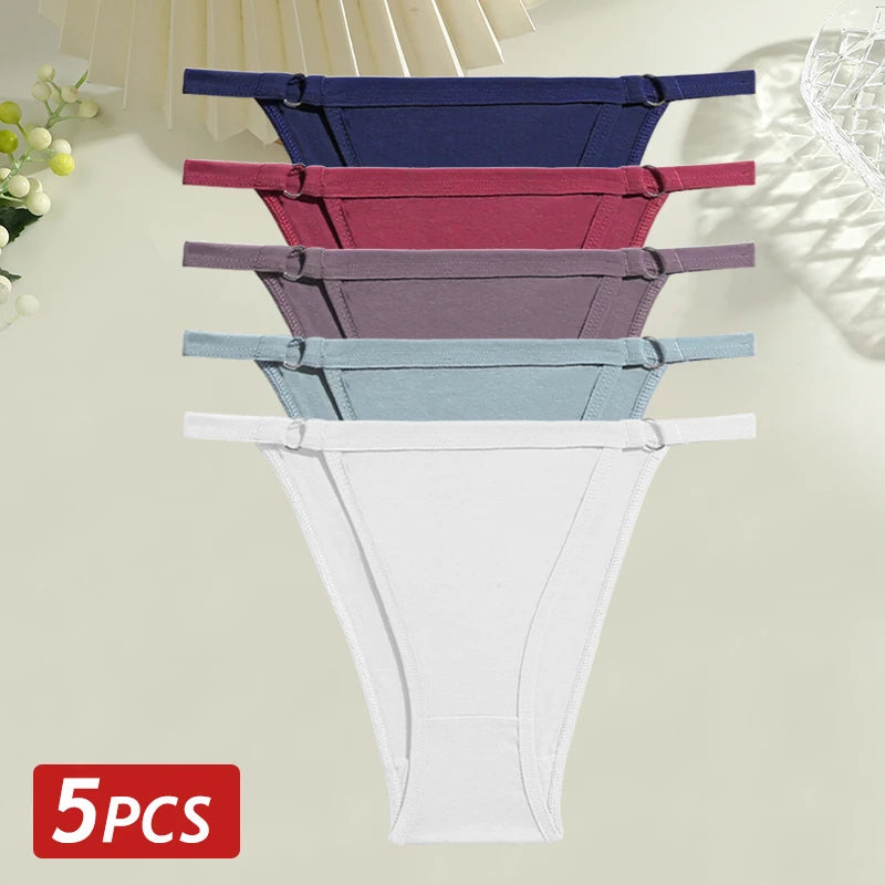 Cotton Low Rise Briefs – Metal Ring Hollow Panties for Women M-2XL