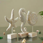Wooden Marine Ornament Set – Nautical Starfish Decor for Coastal Home Living