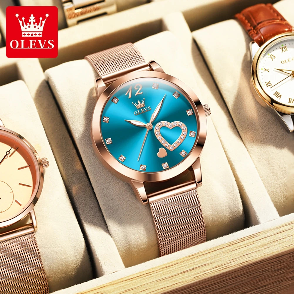 Quartz Women's Watch – Milanese Mesh Band with Diamond Accents for Daily Wear