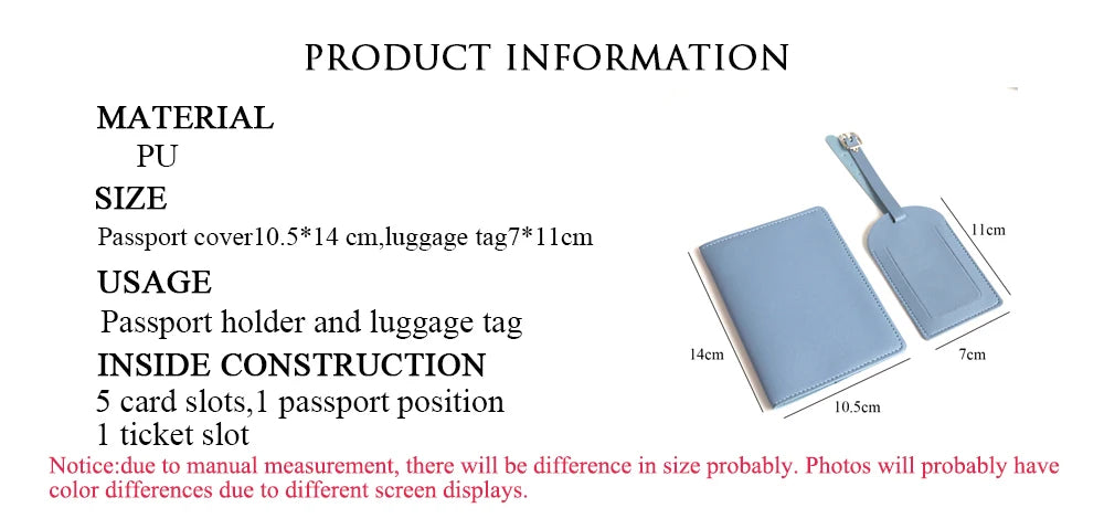 Custom Name Passport Cover Set – Personalized Leather Luggage Tag for Travel