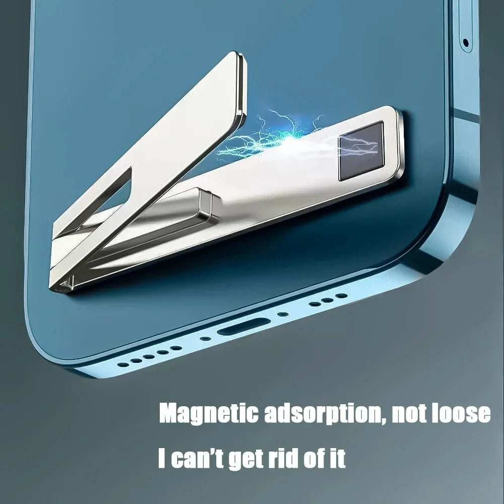 Magnetic Foldable Phone Stand – Ultra Thin Metal Bracket for Desktop Use