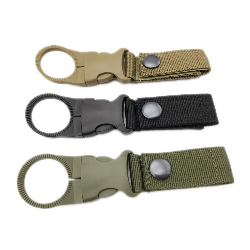 Nylon Webbing Bottle Holder – Tactical Carabiner Clip for Outdoor Hiking