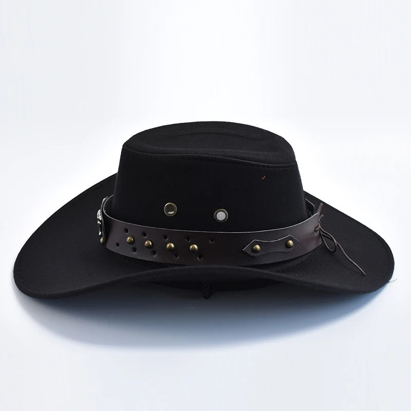 Faux Suede Western Cowboy Hat – Wide Brim Fedora for Party Cosplay