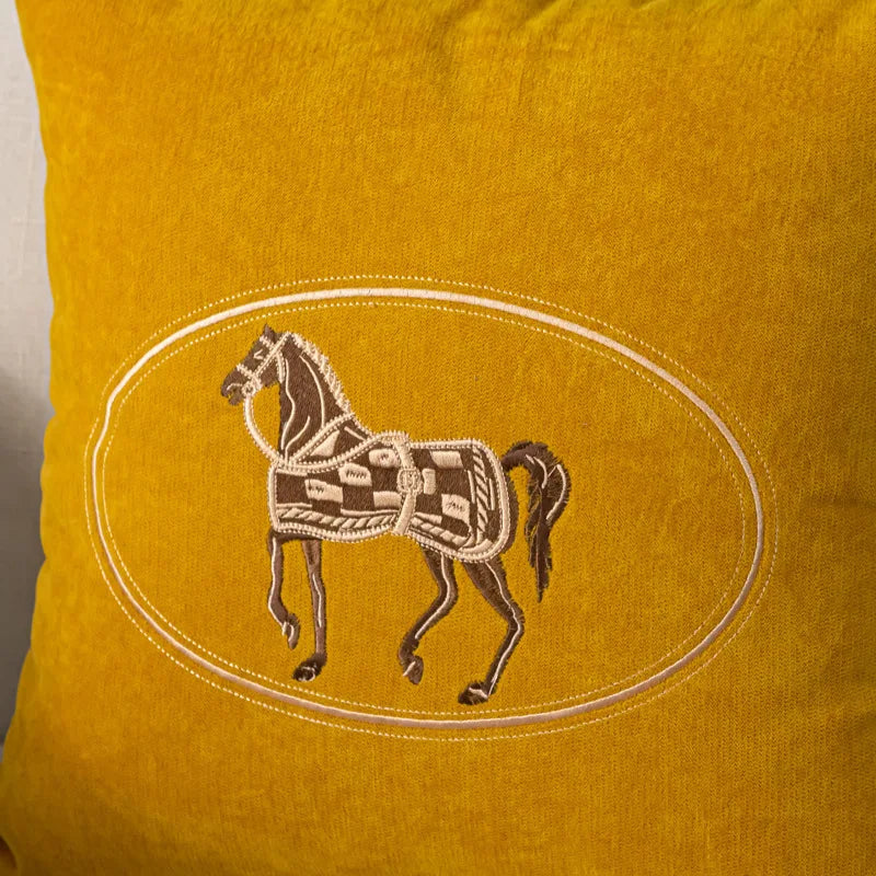 Embroidered Horse Cushion Cover – 45cm Decorative Pillow Case for Home Sofa