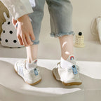 Embroidered Cotton Animal Socks – Breathable Casual Footwear for Women