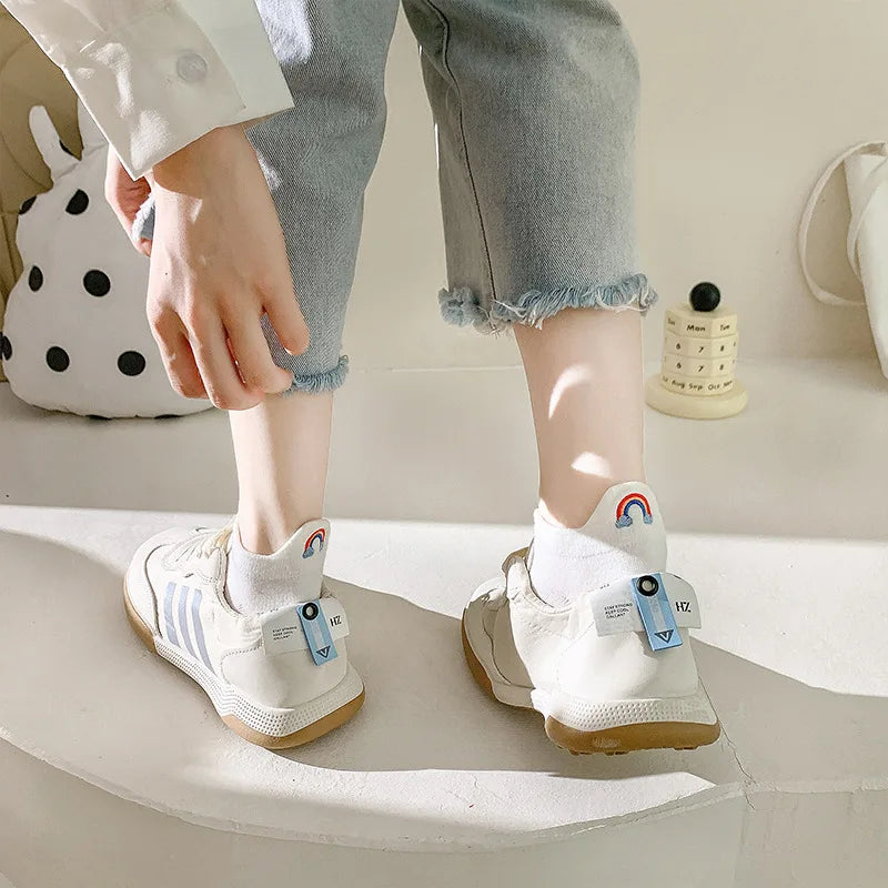 Embroidered Cotton Animal Socks – Breathable Casual Footwear for Women